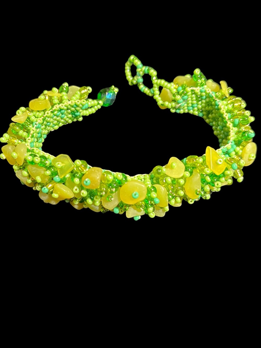 Handmade Lime Green Beaded Bracelet